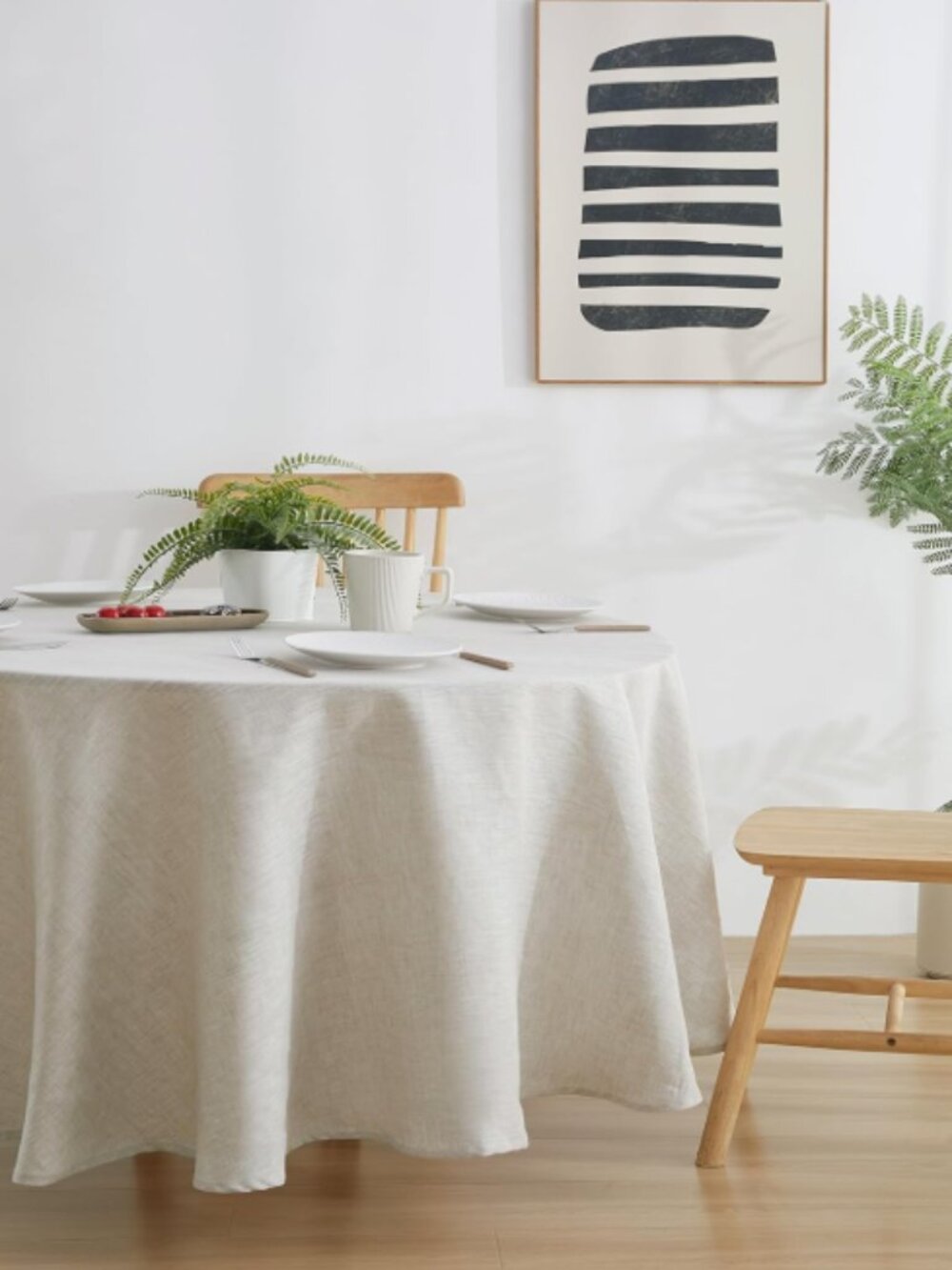 🪷NIB 100% French Flax Linen Round Tablecloth 70"